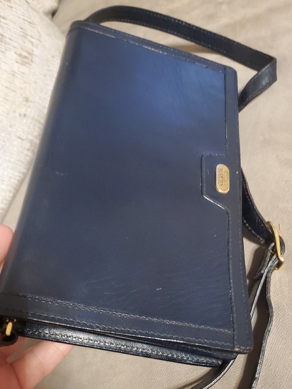 Gianni FIRENZE HAND CRAFTED NAVY BLUE GENUINE LEATHER SHOULDER,CROSSBODY BAG
